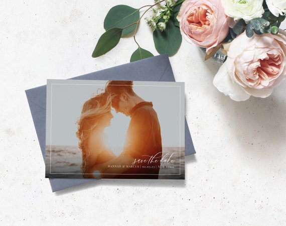 Calligraphy Save the date Template Editable Save the Date | Etsy