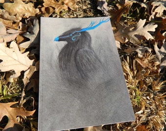Antlered Raven From the Smoke 6"x9" Notebook