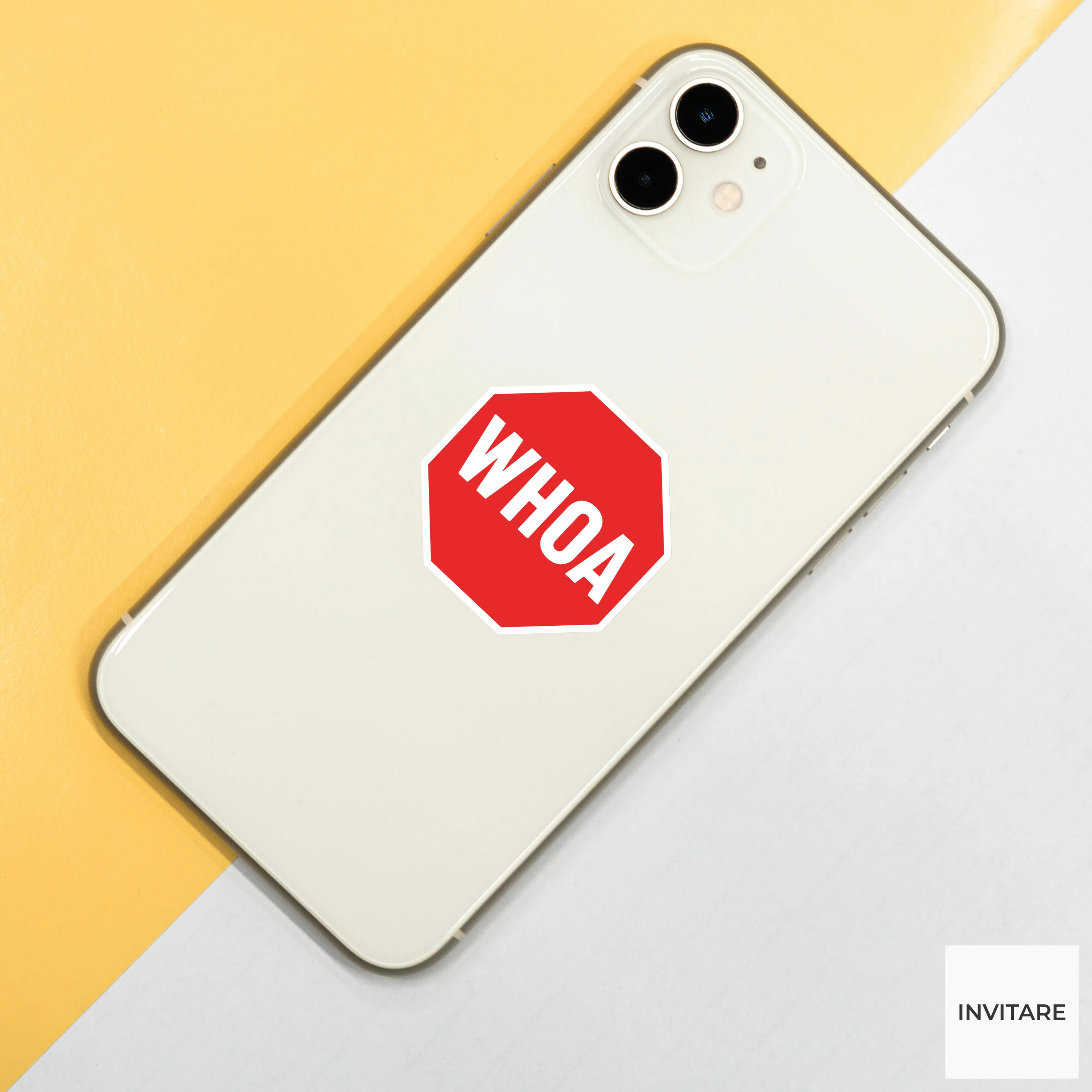 Whoa Sticker Funny WHOA Stop Sign Irony Vinyl Sticker for Laptop Gift for Friends ...