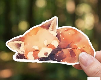 Adorable Watercolour Red Panda Vinyl Sticker | Animal Lover Gift