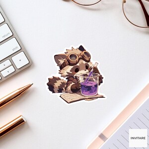 Civet Potion Scientist Sticker, Upside Down Recipe Halloween Meme Laptop Water Bottle Decal