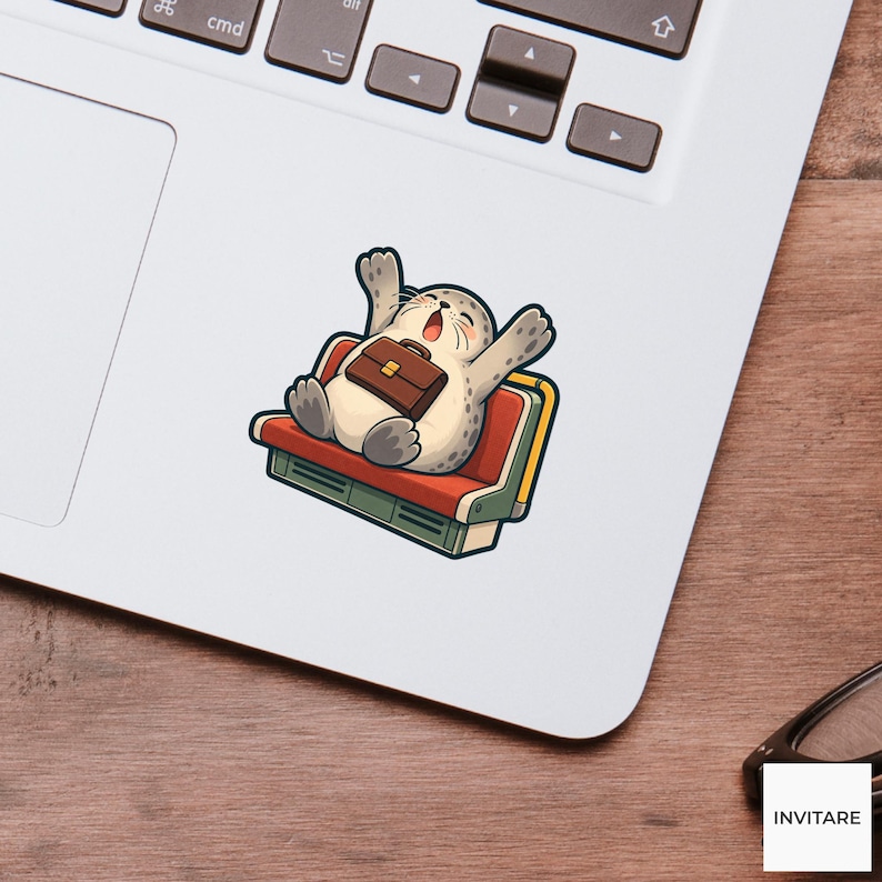 Notebook R Cartoon Seal Last-stop Stretch Sticker, Rail Commute Animal, Laptop Journal ...