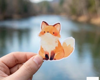 Adorable Watercolour Fox Sticker | Vinyl Decor for Your Laptop | Gift for Animal Lovers