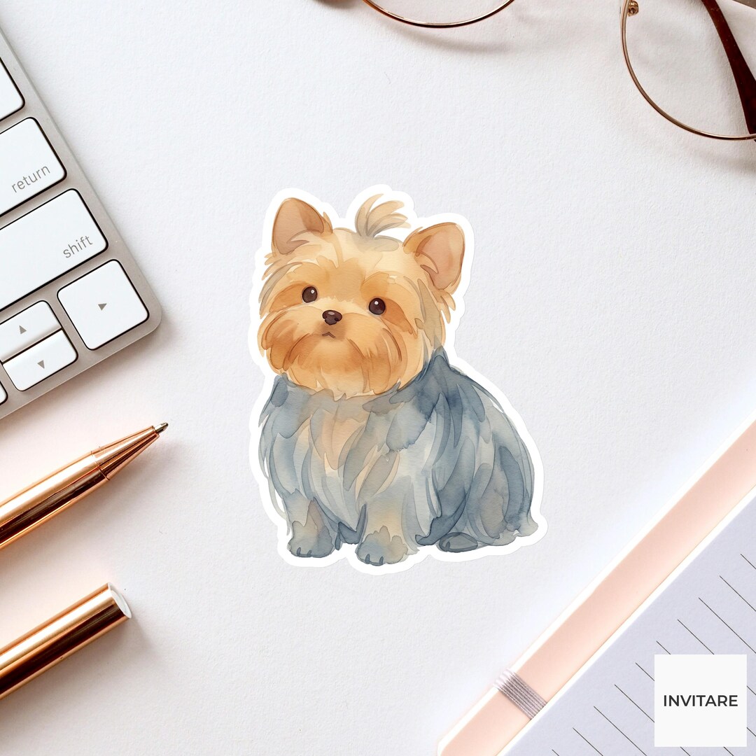 Yorkie Sticker Watercolor Mellow Silky Yorkshire Terrier Decal for ...