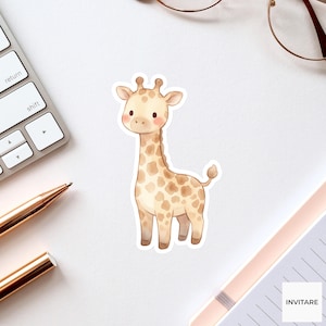 Whimsical Watercolor Giraffe Sticker Mellow Safari Animal Decal for Journal Planner Laptop Gift