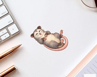Possum Fainting Sticker, Funny Watercolor Marsupial Laptop Planner Water Bottle Dramatic Gift