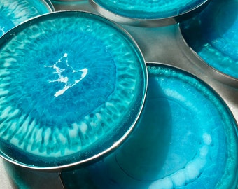 Reversible Round Coasters Agate-Inspired