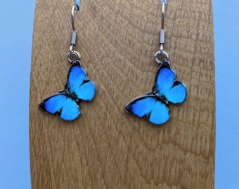 Orecchini con Smalto A Farfalla Blu Orecchini con Gioielli in Argento Sterling 925 Originali Gioielli da Donna