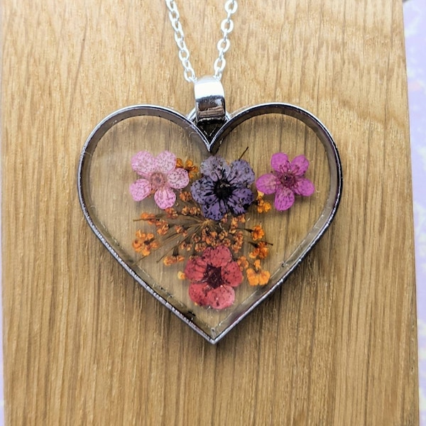 Resin Heart Necklace Etsy UK