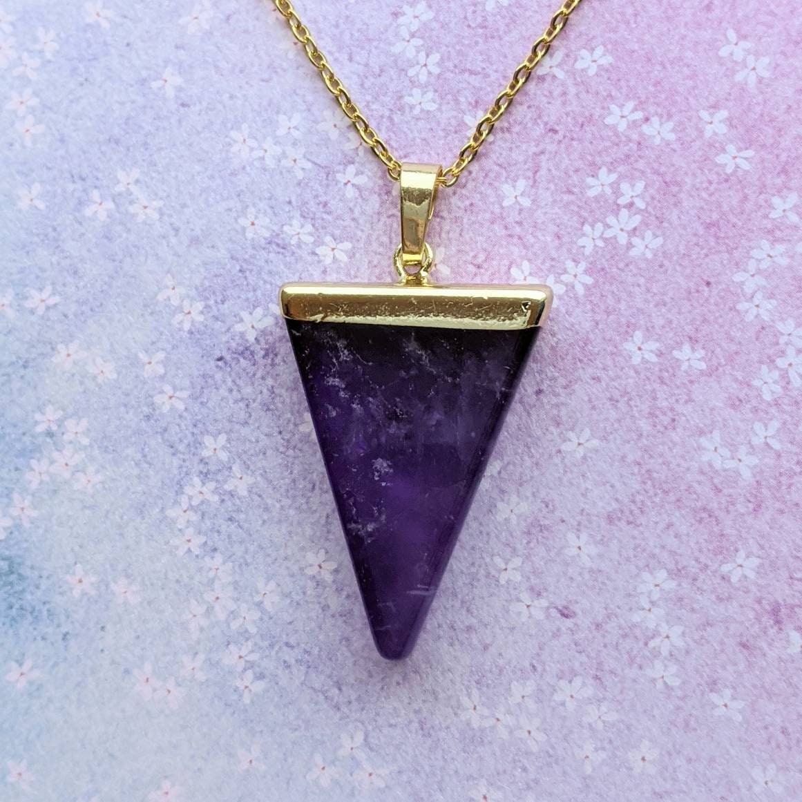 Natural Amethyst Triangle Pendant 