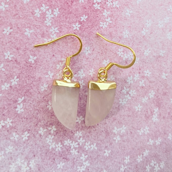 Rose Quartz Earrings. Love. Gold Faceted Rose Quartz Pendant