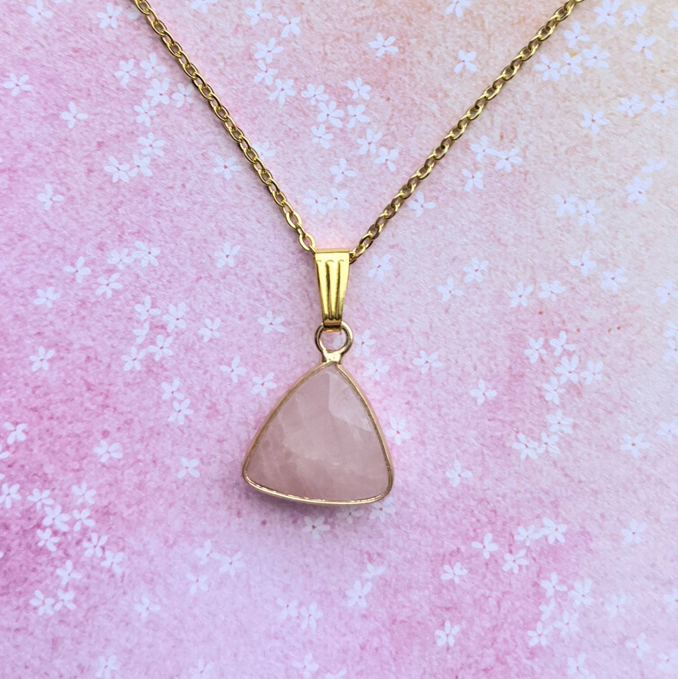 Rose quartz triangle best sale pendant