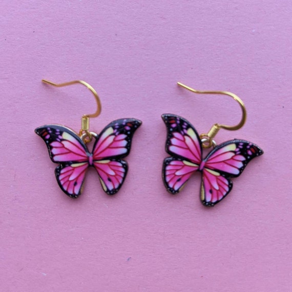 Butterfly earrings, African Monarch Butterfly, top wings – Petal Connection