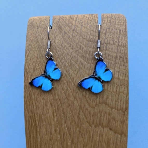 Bright Blue Butterfly Earrings. Etsy Australia