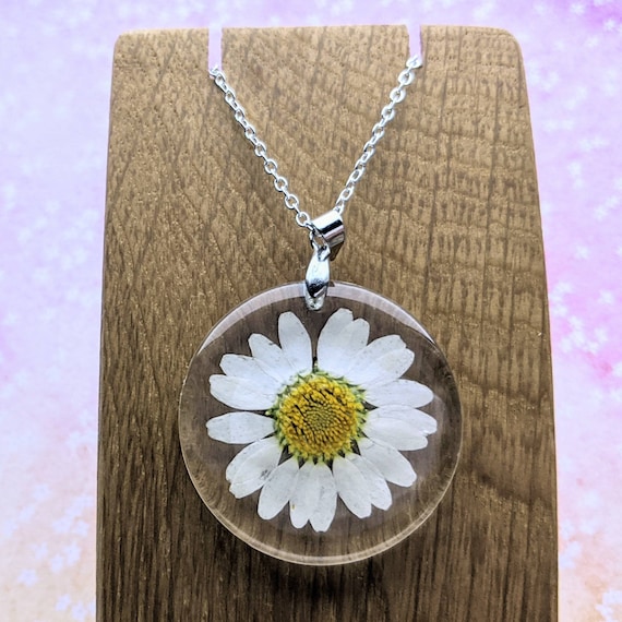 Real Dried Flower Daisy Pendant Necklace. Etsy Denmark