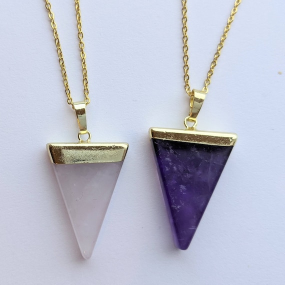 Amethyst triangle pendant deals