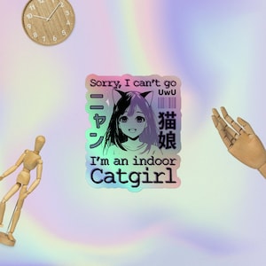 Ich bin ein Indoor Catgirl Holo Sticker