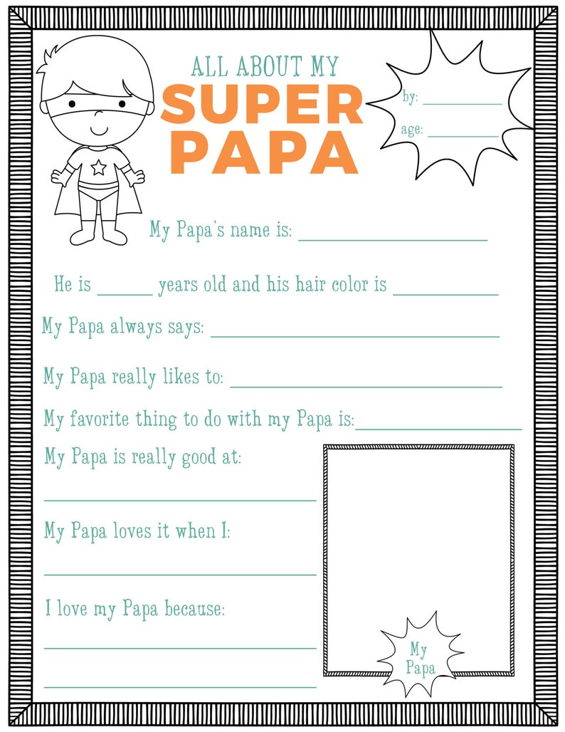 Fathers Working day Printable Reward---All Concerning My Papa graphic relating to All About My Papa Printable called Fathers Working day Printable Present---All Pertaining to My Papa