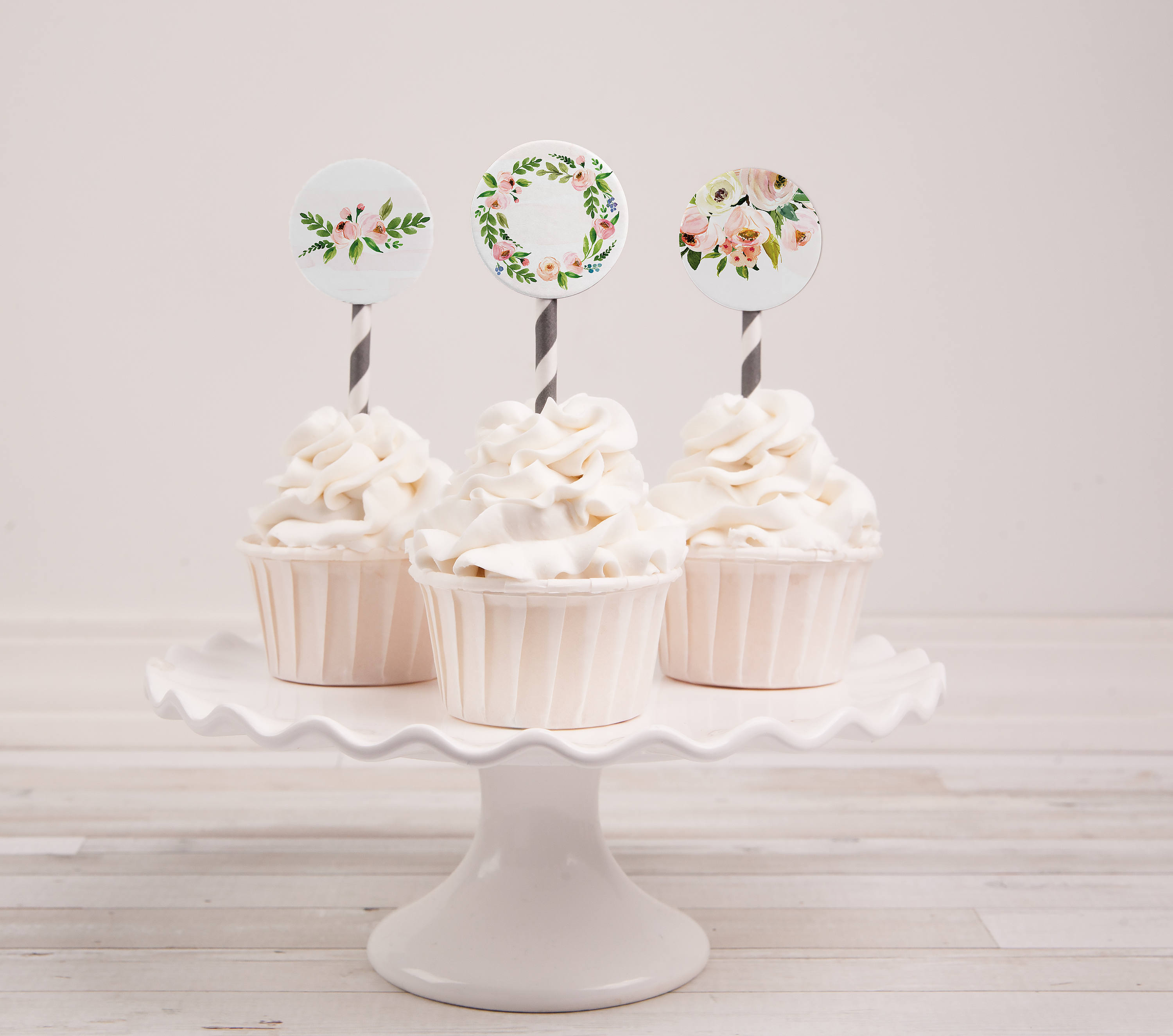 Floral Cupcake Toppers Circles Printable Party Circles Boho Etsy