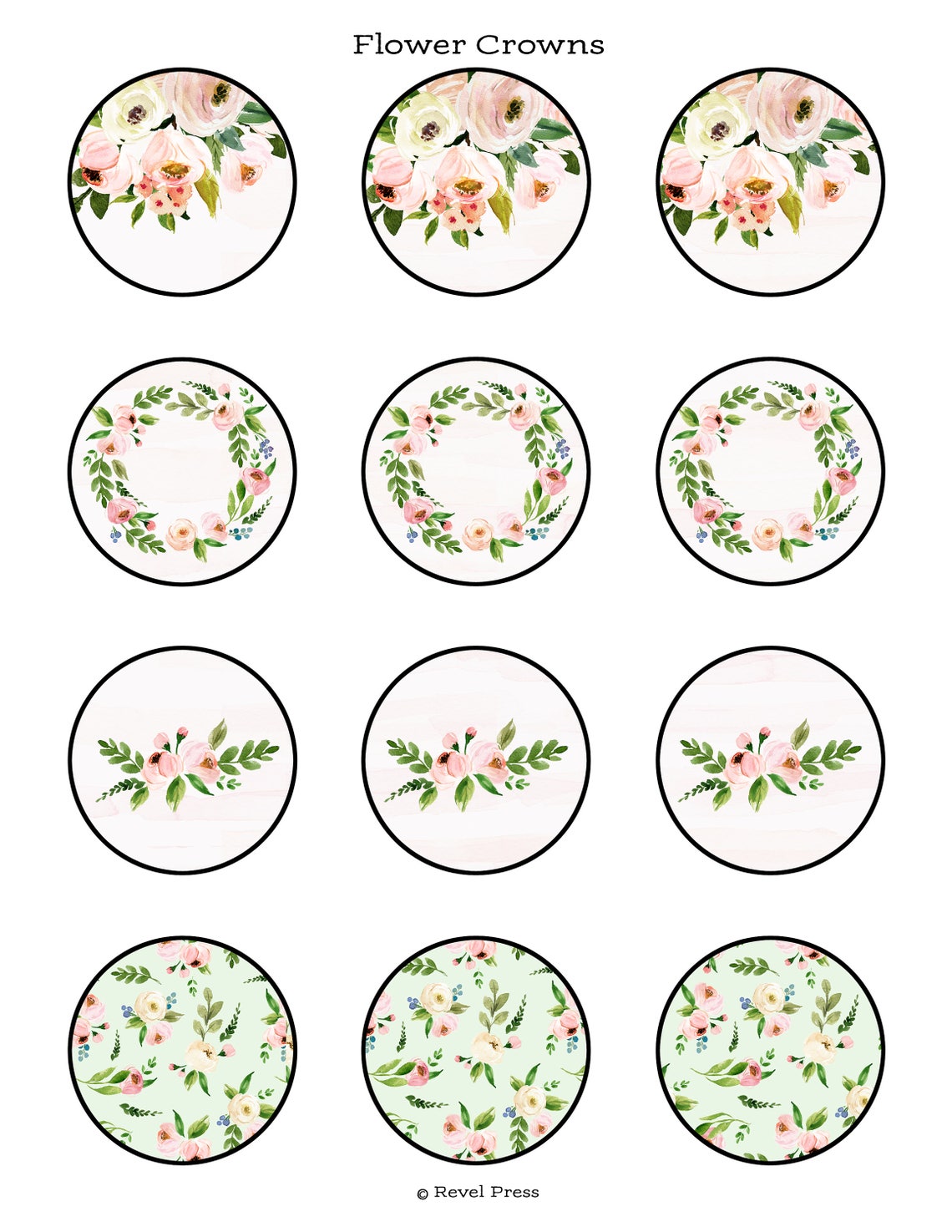 Floral Cupcake Toppers Circles Printable Party Circles Boho - Etsy