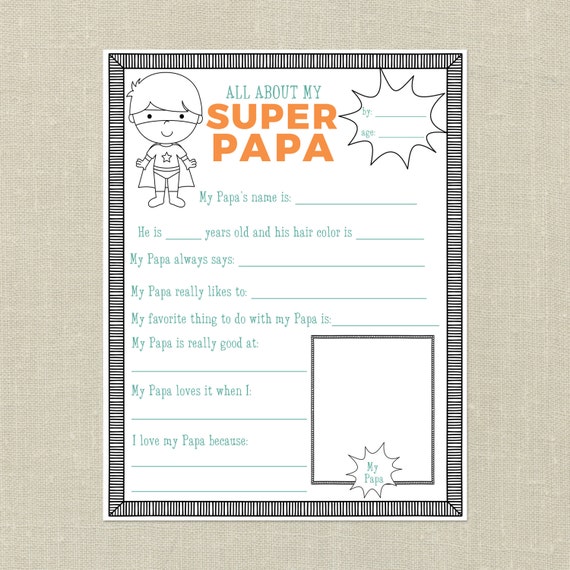 Father S Day Printable Giftall About My Papa Etsy