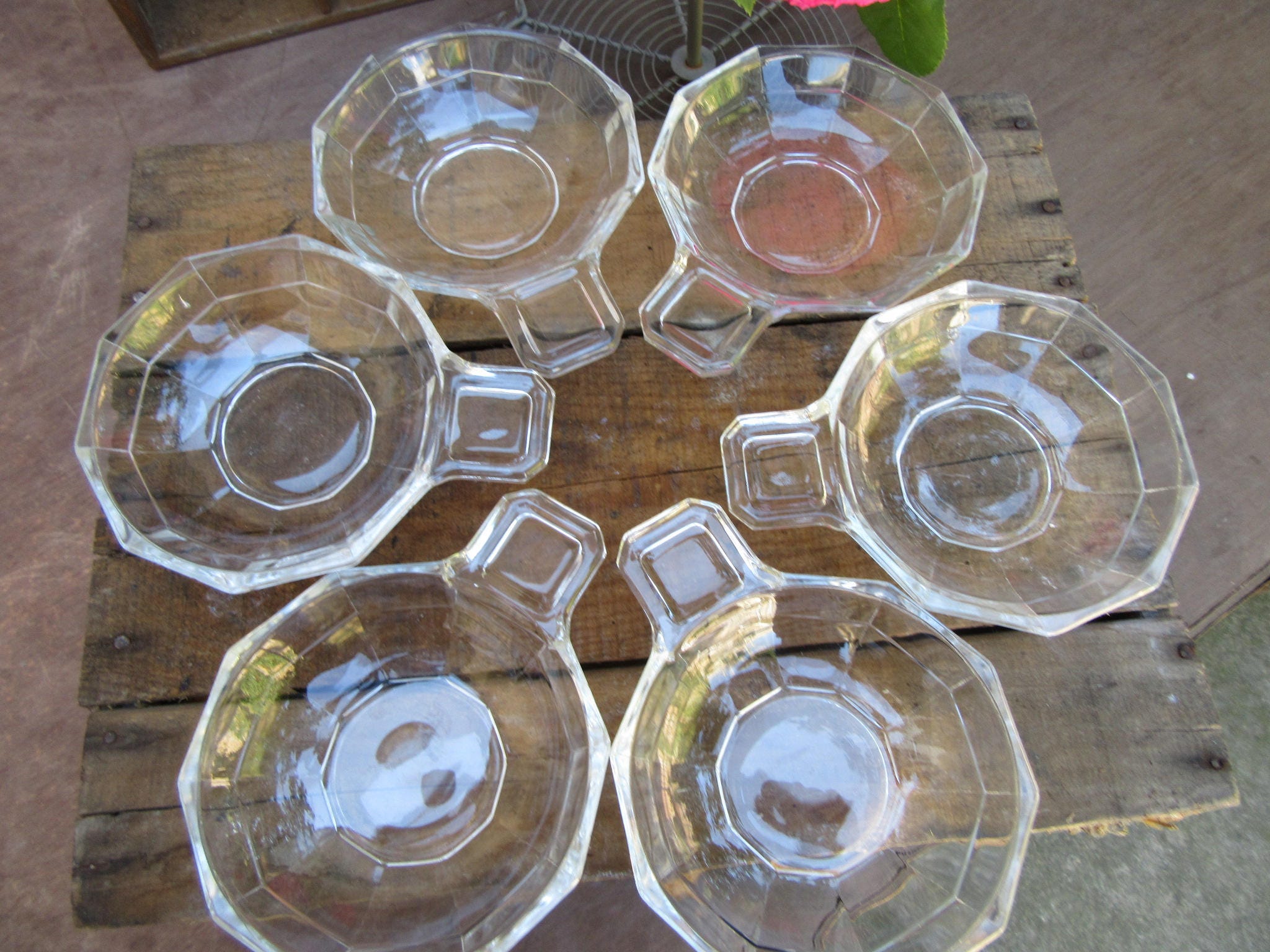 French vintage 6 cut glass dessert bowls Etsy