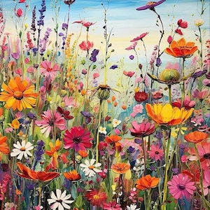 Floral Diamond Painting Kit, DIY 5D Gem Art, Wall Decor