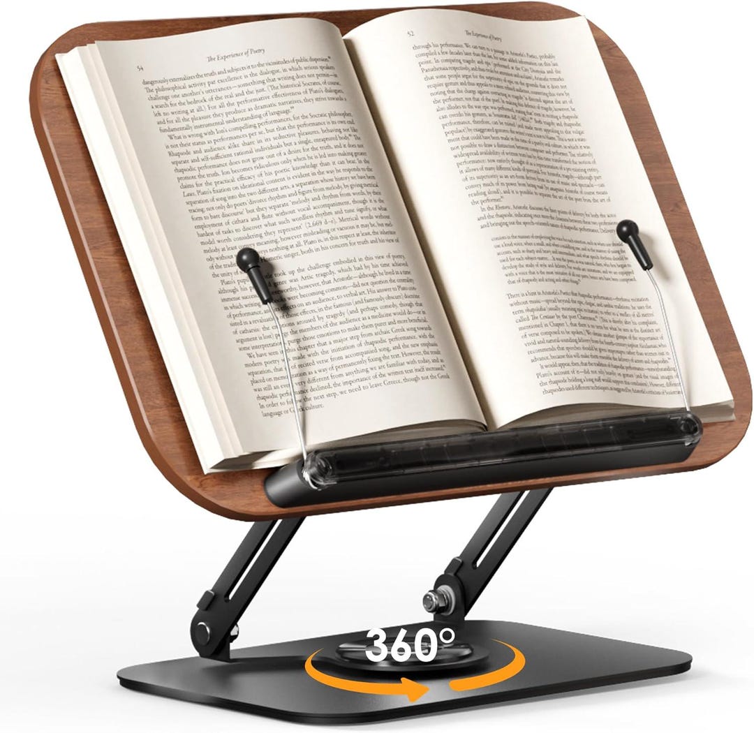 Adjustable Wooden Book Stand – Ergonomic Cookbook Holder, Laptop Desk ...