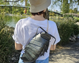 Isopod Crustacean Backpack - Dark Emerald Green Leather