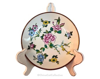 ヴィンテージ中国磁器サービングボウル – 手描きの花柄デザイン、金縁、真鍮製 | 環境に優しいボヘミアンシックな食器