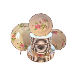 Vintage Mikasa 26 Piece Rose Petals Dinnerware Set for 8 – L2003 Design | Cottagecore China Grandmillennial Decor Spring Wedding Mothers Day