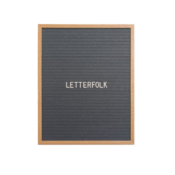 The Writer Grey – 16"x20" Letter board w/ 290-characters — Grey felt, light oak wood frame