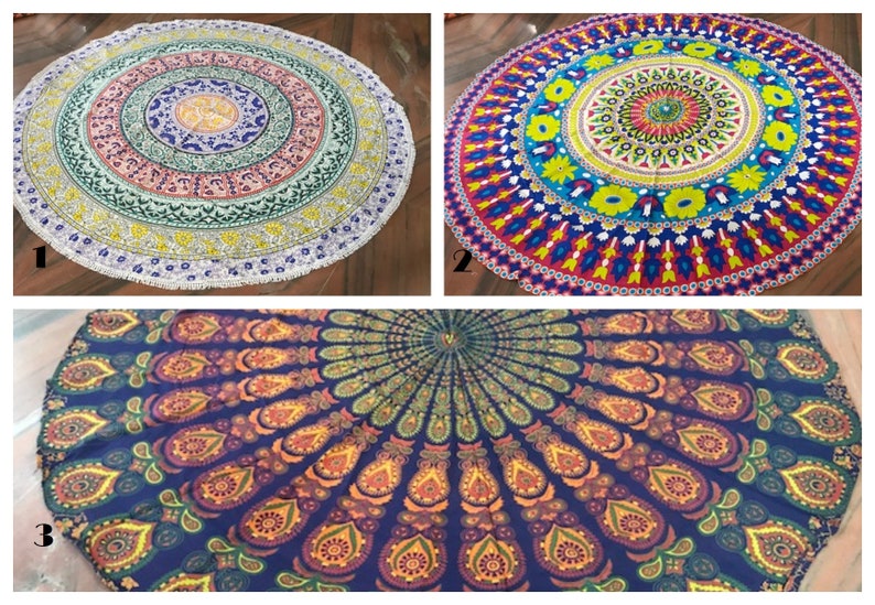 10 pcs WHOLESALE LOT Roundie Hippie Beach Throw Round Yoga Mat Towel Tapestry