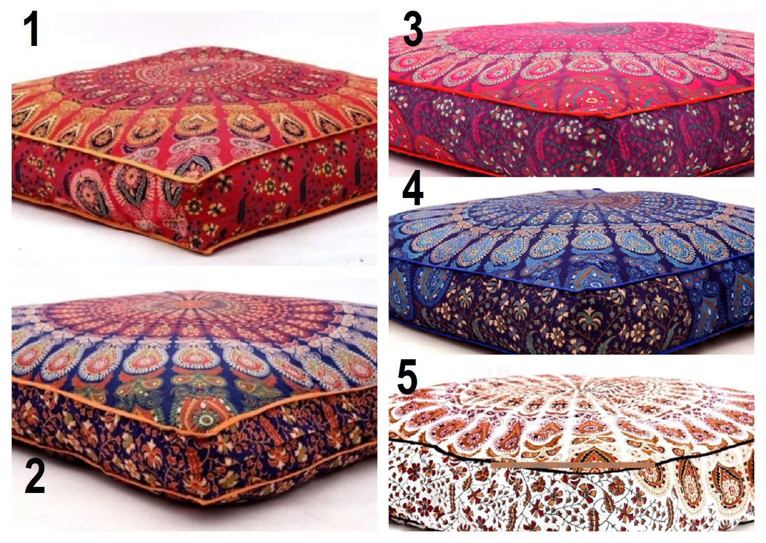 Mandala Square Floor Pillow Cushion Cover Meditation Cushion Etsy