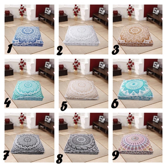 Large Mandala Square Floor Pillow Pouf Cushion Cover Dog Bed Etsy