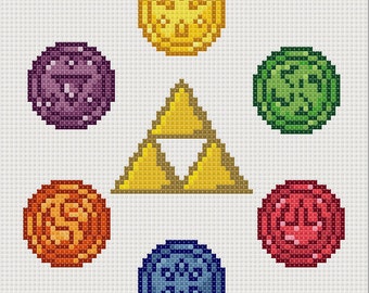 Legend of Zelda: Ocarina of Time Cross Stitch Six Medallions Pattern for Cross-Stitch