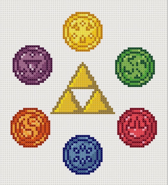 Legend of Zelda: Ocarina of Time Cross Stitch Six Medallions