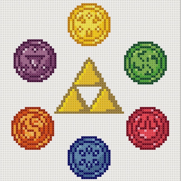 Legend of Zelda: Ocarina of Time Cross Stitch Six Medallions Pattern for Cross-Stitch