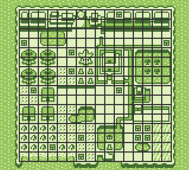 The Legend of Zelda: Links Awakening Koholint Island Pattern for Cross-Stitch GREEN image 1