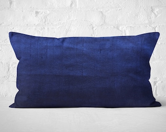Navy lumbar pillow | Etsy Oblong Lumbar Throw Pillow Navy Blue