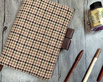 A5, A6, B6 Coffee Plaid Cotton Hobonichi | Midori | AME | Moleskine | Stalogy planner Cover