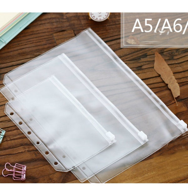 A5 / Personal / A7 Filofax PVC Zipper Pouch With Hole For Planner, notebook, travel PVC pouch