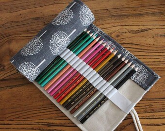 24/12/36/48/72 Slots Canvas Roll Up Pencil Case | Pochette de rangement pour stylos | Maquillage de peinture Porte-pinceau | Organisateur d’outils d’artisanat