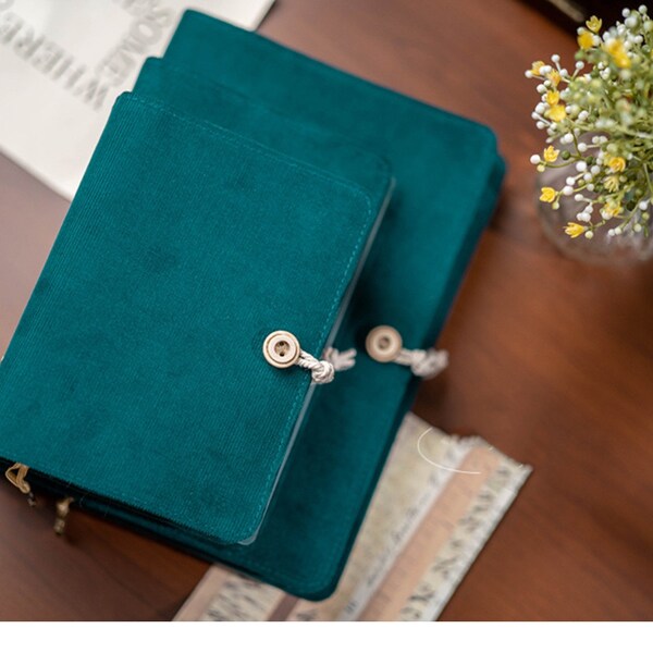 Personal | A6 | A5 Green Corduroy Refilled 6-rings Planner | Notebook Cover