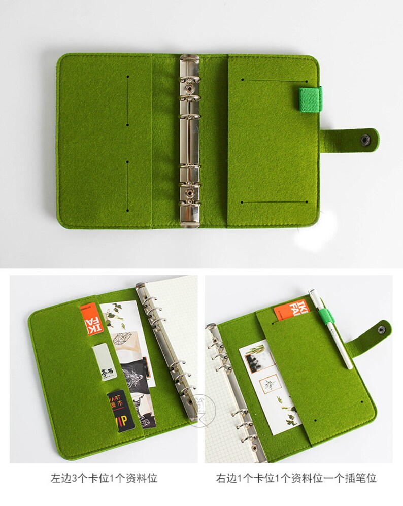 A5 / Personal / Felt Binder Planner 6 ring binder refilled Etsy