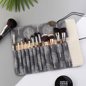 Personalized Leather Makeup Brush Roll, Makeup Brush Holder Travel, Leather Makeup  Brush Case, Cosmetic Brush Holder, Makeup Brush Organizer 