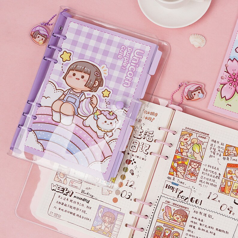 Personal A5 Transparent Refillable Cute Girl Planner Etsy