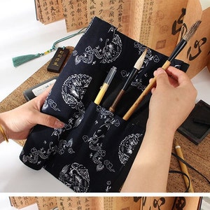 10 Slots Canvas Roll Up Pencil Case | Storage Pouch | Painting Brush Holder | Craft Tool Bag | Gift For Her Him