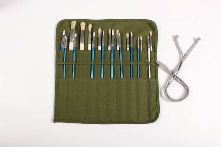 10 Slots Canvas Classic Paint Brush Roll Up Holder For Artist