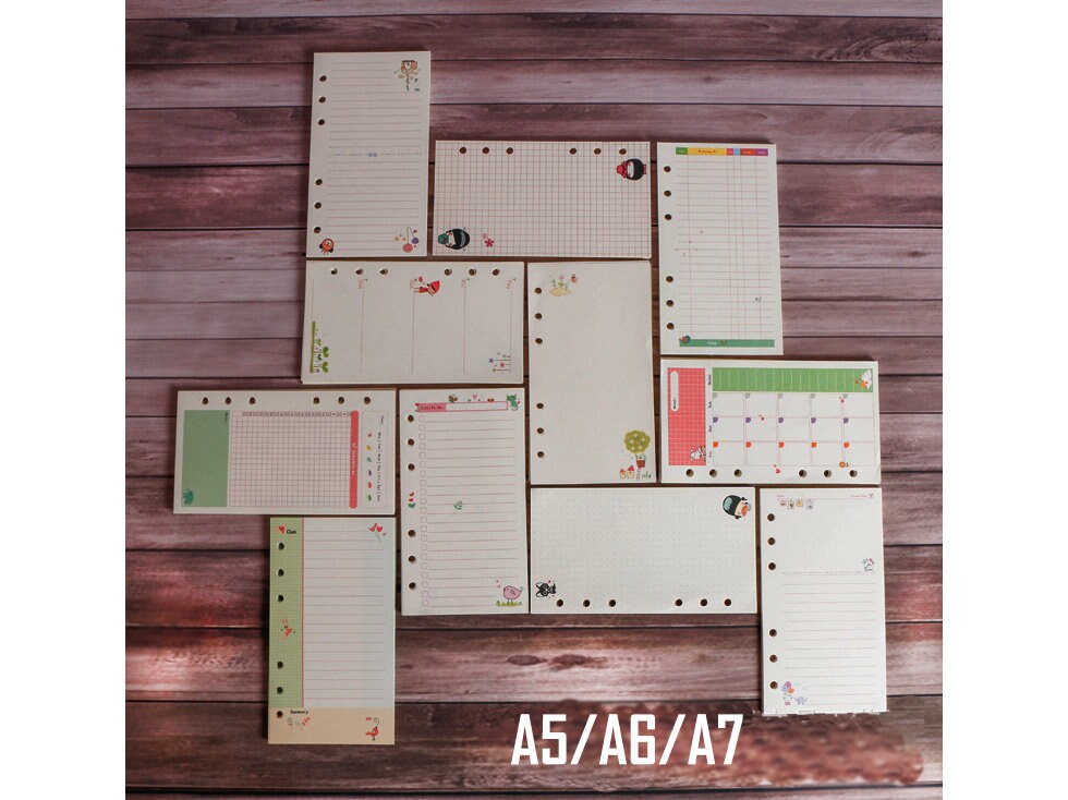 80 Pages A5 A6 A7 Planner Inserts 6 rings/ 2019 Diary papers | Etsy